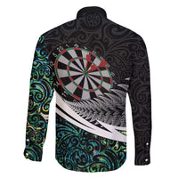 Personalized NZ Darts Family Matching Summer Maxi Dress and Hawaiian Shirt Paua Shell Maori Koru Whakairo - Polynesian Pride