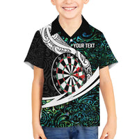 Personalized NZ Darts Family Matching Summer Maxi Dress and Hawaiian Shirt Paua Shell Maori Koru Whakairo - Polynesian Pride