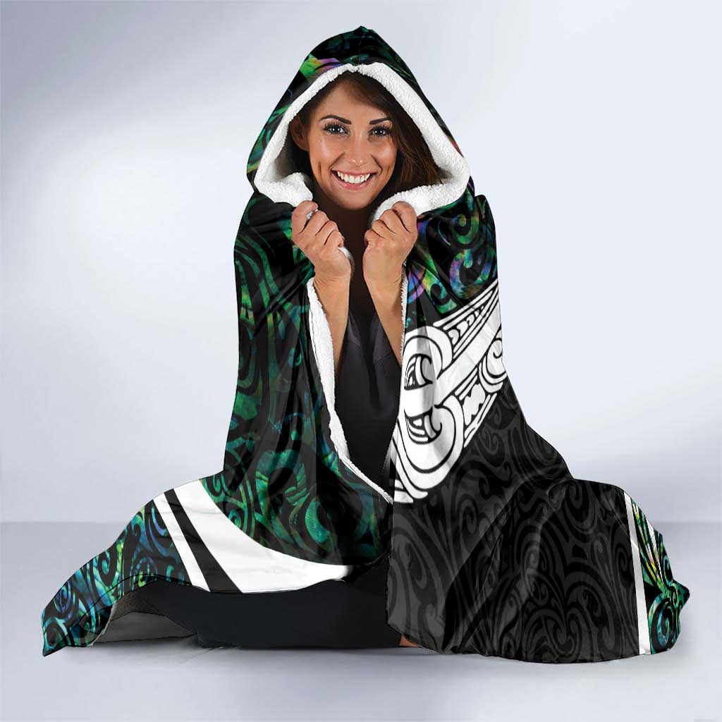 Personalized NZ Darts Hooded Blanket Paua Shell Maori Koru Whakairo - Polynesian Pride