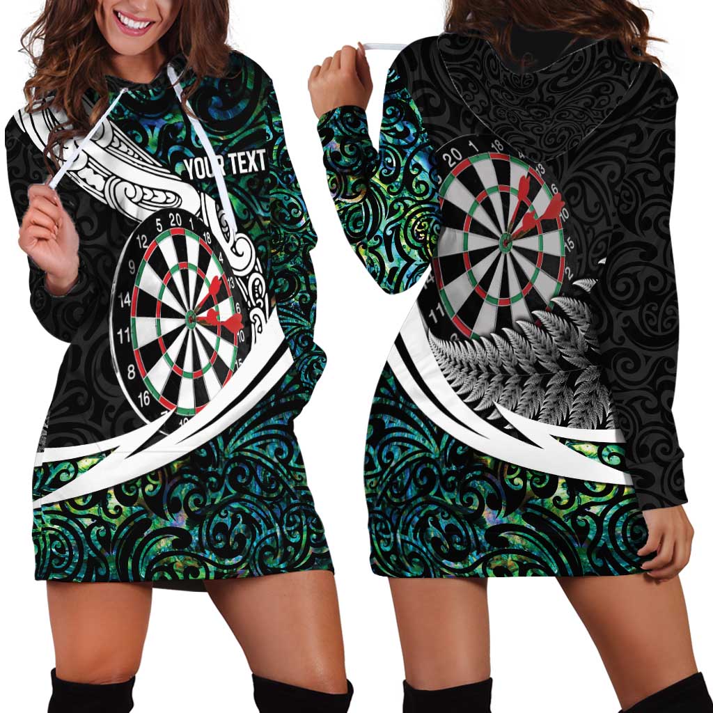 Personalized NZ Darts Hoodie Dress Paua Shell Maori Koru Whakairo - Polynesian Pride