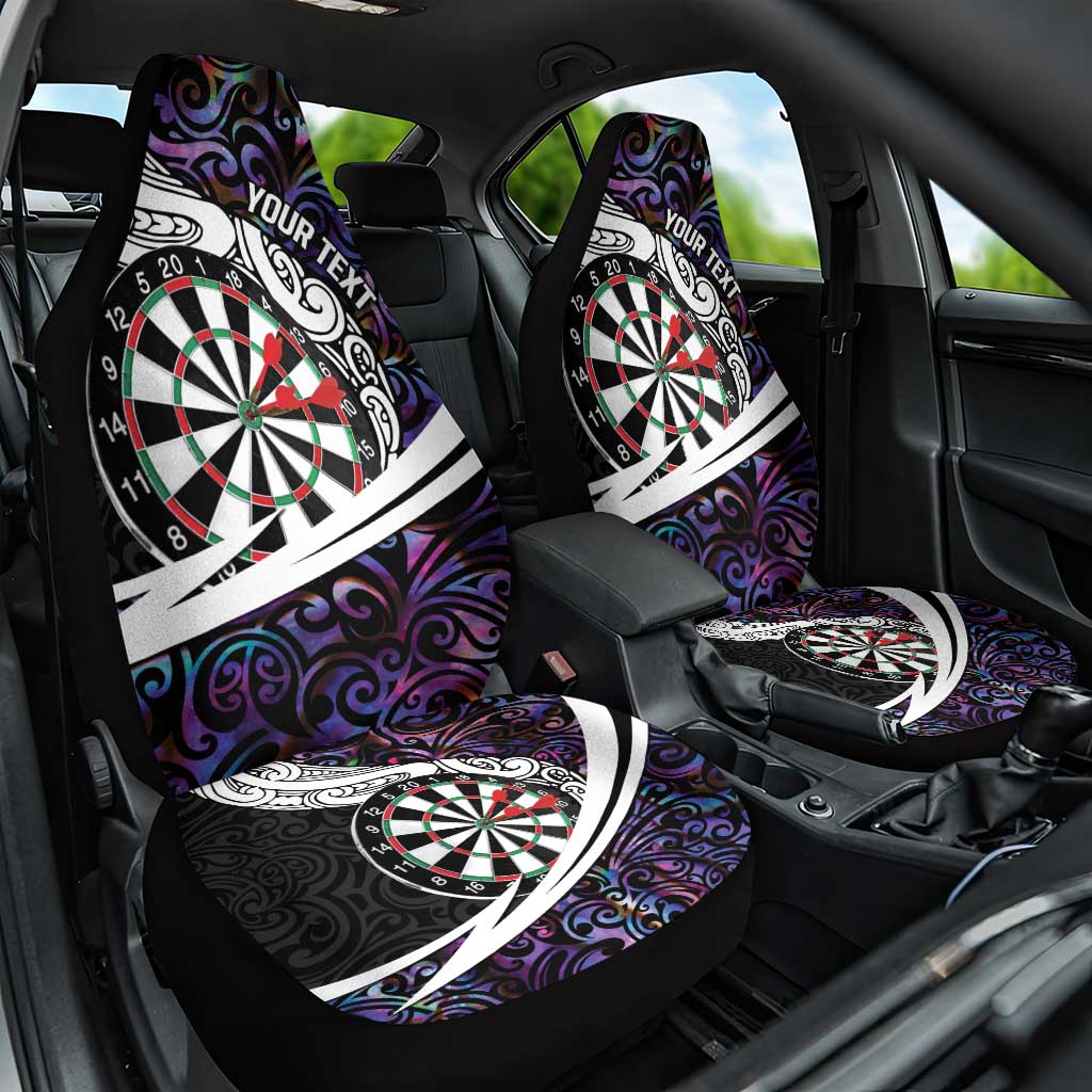 Personalized NZ Darts Car Seat Cover Paua Shell Maori Koru Whakairo - Purple - Polynesian Pride