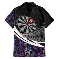 Personalized NZ Darts Family Matching Long Sleeve Bodycon Dress and Hawaiian Shirt Paua Shell Maori Koru Whakairo - Purple LT7 - Polynesian Pride
