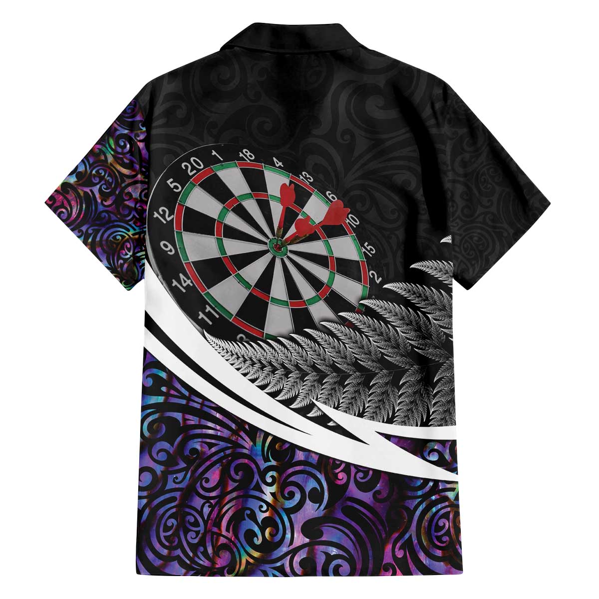 Personalized NZ Darts Family Matching Off The Shoulder Long Sleeve Dress and Hawaiian Shirt Paua Shell Maori Koru Whakairo - Purple LT7 - Polynesian Pride