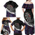 Personalized NZ Darts Family Matching Off Shoulder Maxi Dress and Hawaiian Shirt Paua Shell Maori Koru Whakairo - Purple - Polynesian Pride