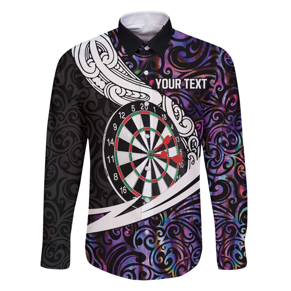 Personalized NZ Darts Family Matching Summer Maxi Dress and Hawaiian Shirt Paua Shell Maori Koru Whakairo - Purple - Polynesian Pride