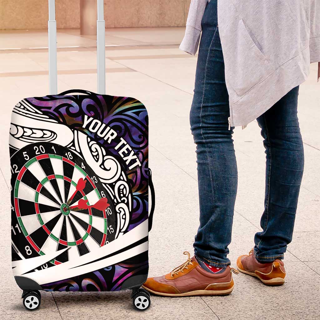 Personalized NZ Darts Luggage Cover Paua Shell Maori Koru Whakairo - Purple - Polynesian Pride