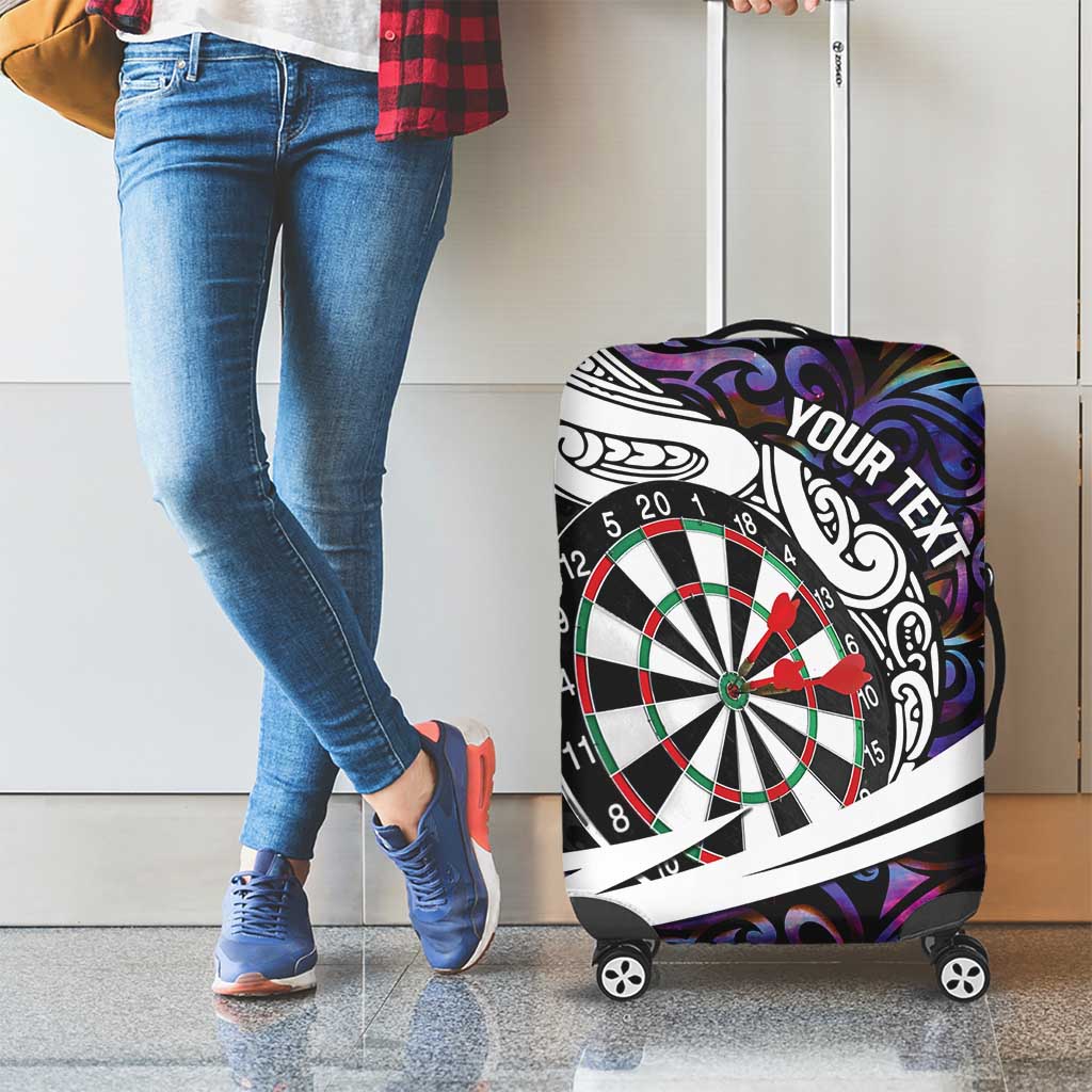 Personalized NZ Darts Luggage Cover Paua Shell Maori Koru Whakairo - Purple - Polynesian Pride