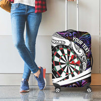 Personalized NZ Darts Luggage Cover Paua Shell Maori Koru Whakairo - Purple - Polynesian Pride