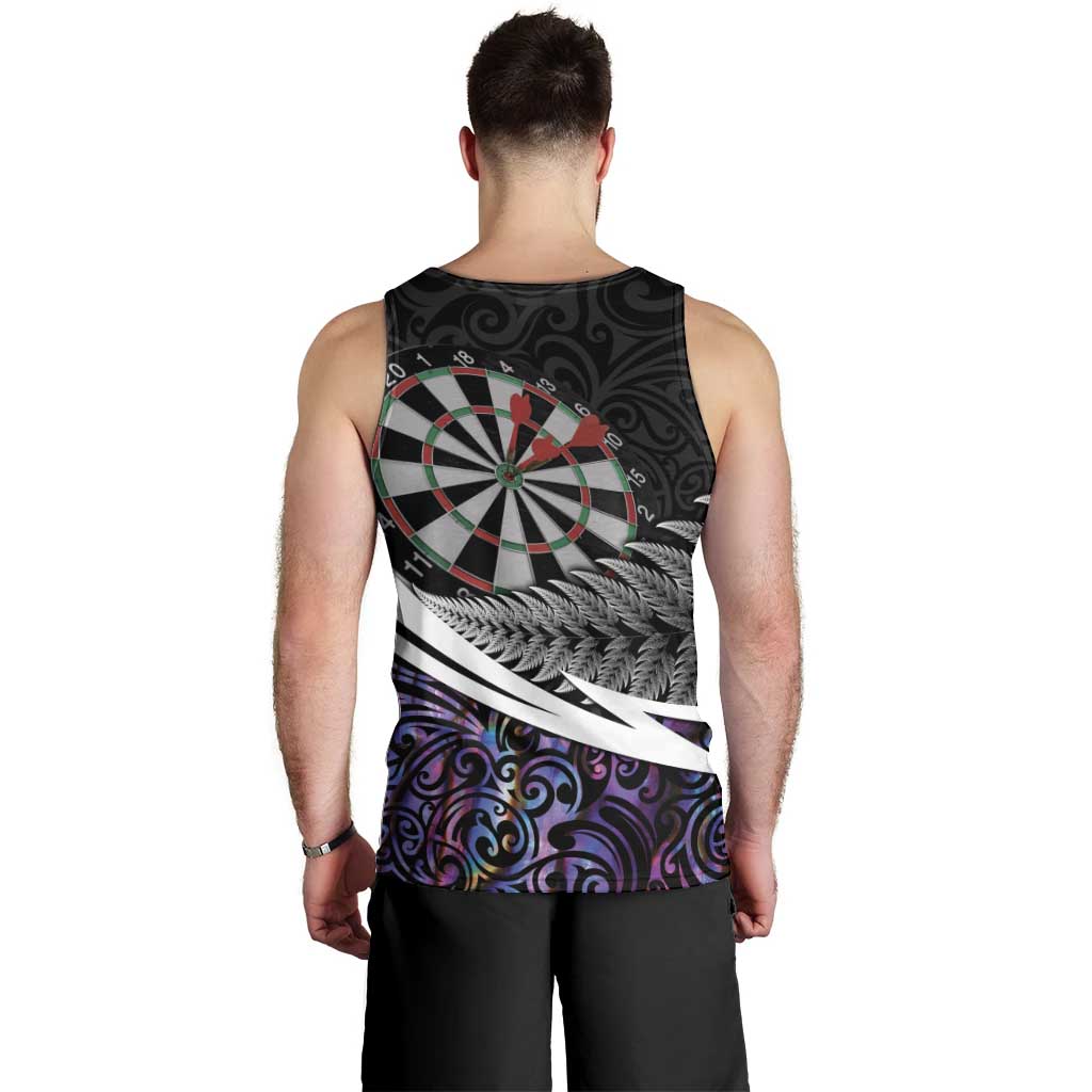 Personalized NZ Darts Men Tank Top Paua Shell Maori Koru Whakairo - Purple - Polynesian Pride