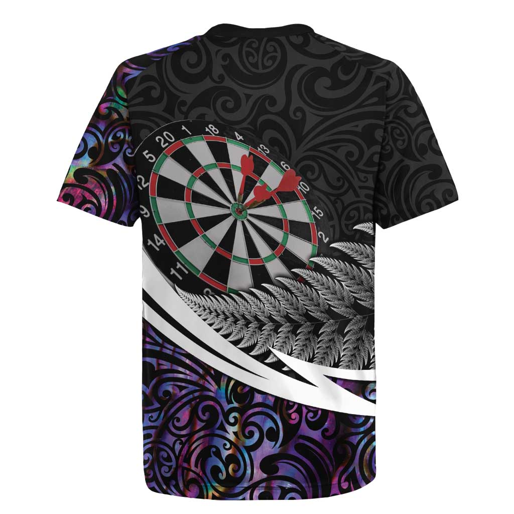 Personalized NZ Darts Rugby Jersey Paua Shell Maori Koru Whakairo - Purple - Polynesian Pride
