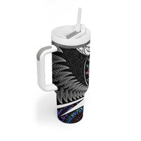 Personalized NZ Darts Tumbler With Handle Paua Shell Maori Koru Whakairo - Purple - Polynesian Pride