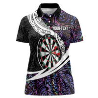 Personalized NZ Darts Women Polo Shirt Paua Shell Maori Koru Whakairo - Purple LT7 Female Purple - Polynesian Pride
