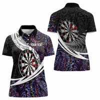 Personalized NZ Darts Women Polo Shirt Paua Shell Maori Koru Whakairo - Purple LT7 - Polynesian Pride
