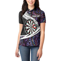 Personalized NZ Darts Women Polo Shirt Paua Shell Maori Koru Whakairo - Purple LT7 - Polynesian Pride