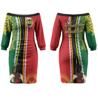 Ni-Vanuatu Indipendens Dei Celebretem Couples Matching Off The Shoulder Long Sleeve Dress and Long Sleeve Button Shirt Yumi Yumi Yumi
