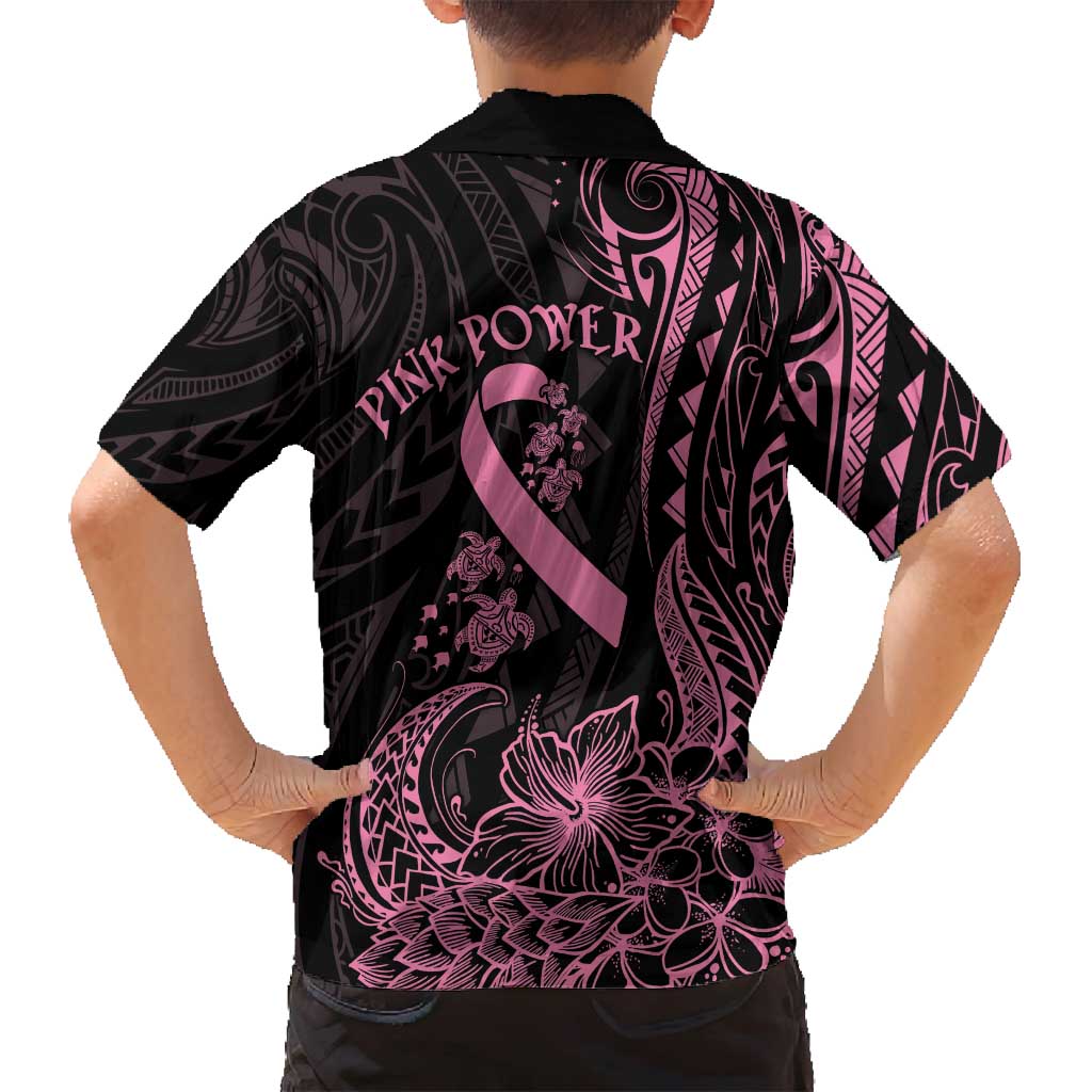 Polynesian Pink Power Family Matching Long Sleeve Bodycon Dress and Hawaiian Shirt Breast Cancer Ribbon Turtle and Flowers LT7 - Polynesian Pride