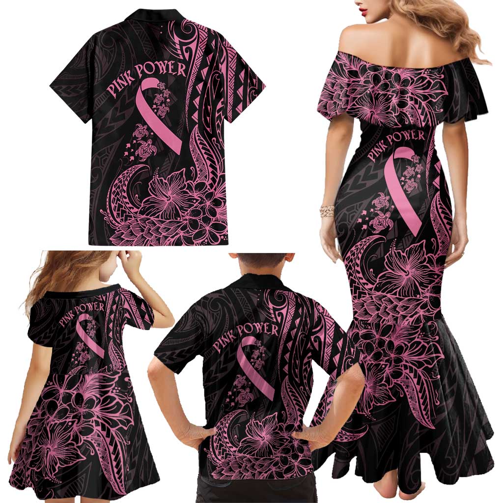 Polynesian Pink Power Family Matching Mermaid Dress and Hawaiian Shirt Breast Cancer Ribbon Turtle and Flowers LT7 - Polynesian Pride