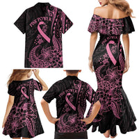 Polynesian Pink Power Family Matching Mermaid Dress and Hawaiian Shirt Breast Cancer Ribbon Turtle and Flowers LT7 - Polynesian Pride