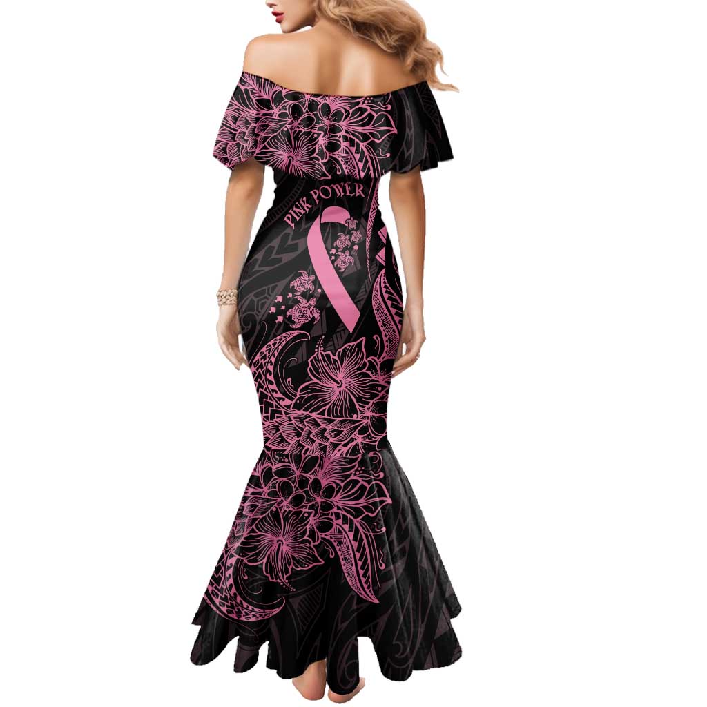 Polynesian Pink Power Family Matching Mermaid Dress and Hawaiian Shirt Breast Cancer Ribbon Turtle and Flowers LT7 - Polynesian Pride