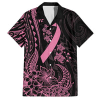 Polynesian Pink Power Family Matching Off The Shoulder Long Sleeve Dress and Hawaiian Shirt Breast Cancer Ribbon Turtle and Flowers LT7 Dad's Shirt - Short Sleeve Pink - Polynesian Pride