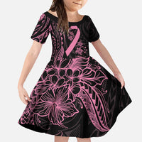Polynesian Pink Power Family Matching Summer Maxi Dress and Hawaiian Shirt Breast Cancer Ribbon Turtle and Flowers LT7 Daughter's Dress Pink - Polynesian Pride