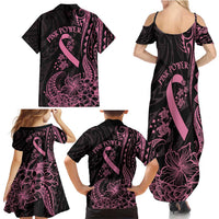 Polynesian Pink Power Family Matching Summer Maxi Dress and Hawaiian Shirt Breast Cancer Ribbon Turtle and Flowers LT7 - Polynesian Pride