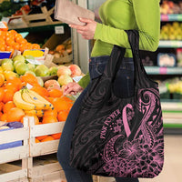 Polynesian Pink Power Grocery Bag Breast Cancer Ribbon Turtle and Flowers