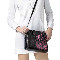 Polynesian Pink Power Shoulder Handbag Breast Cancer Ribbon Turtle and Flowers