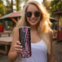 Polynesian Pink Power Skinny Tumbler Breast Cancer Ribbon Turtle and Flowers