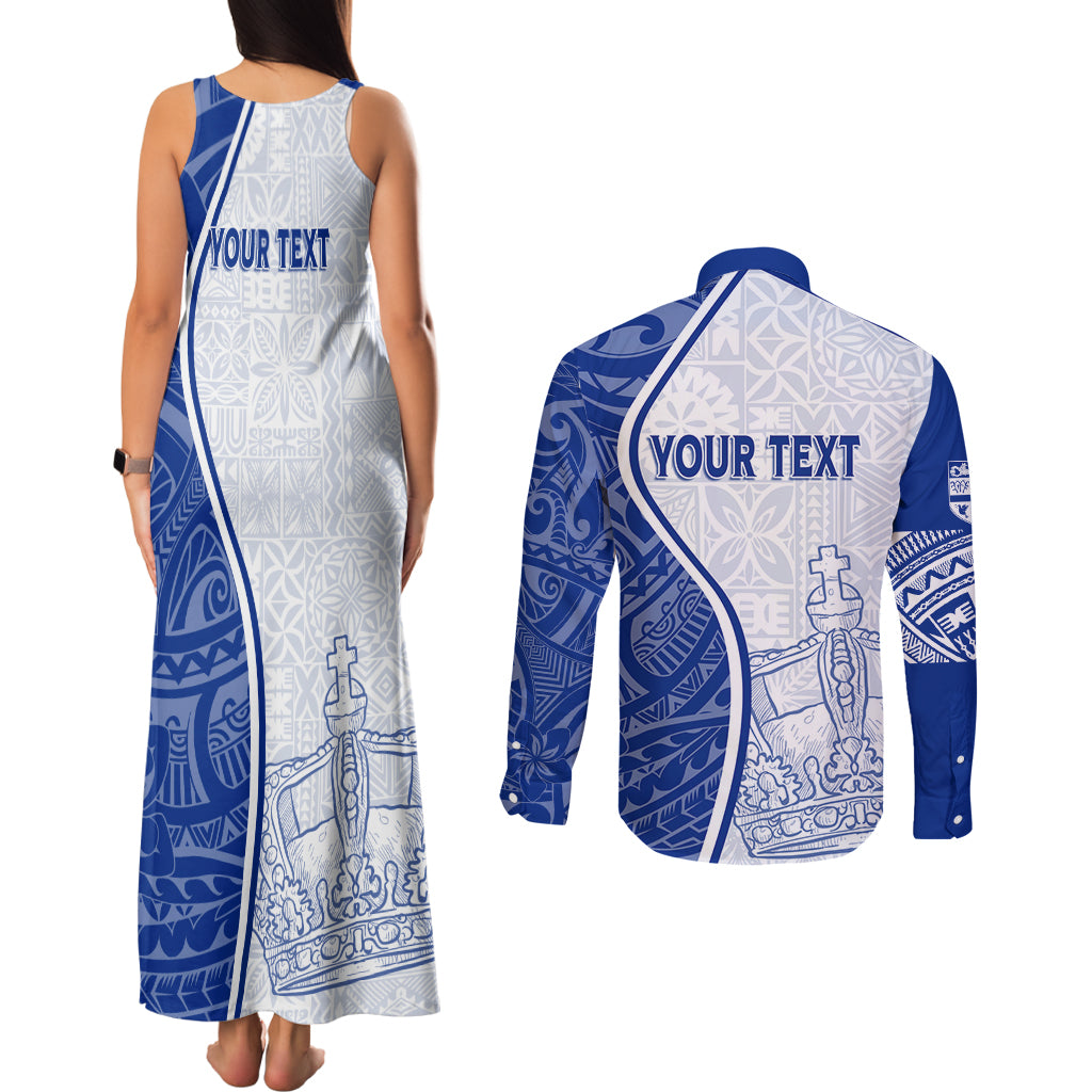 Personalised Queen Victoria School Couples Matching Tank Maxi Dress and Long Sleeve Button Shirts QVS Old Boys LT7 - Polynesian Pride