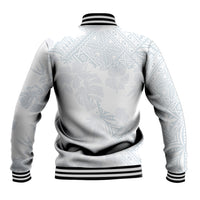 Samoa White Sunday Baseball Jacket Hibiscus Special LT7 - Polynesian Pride