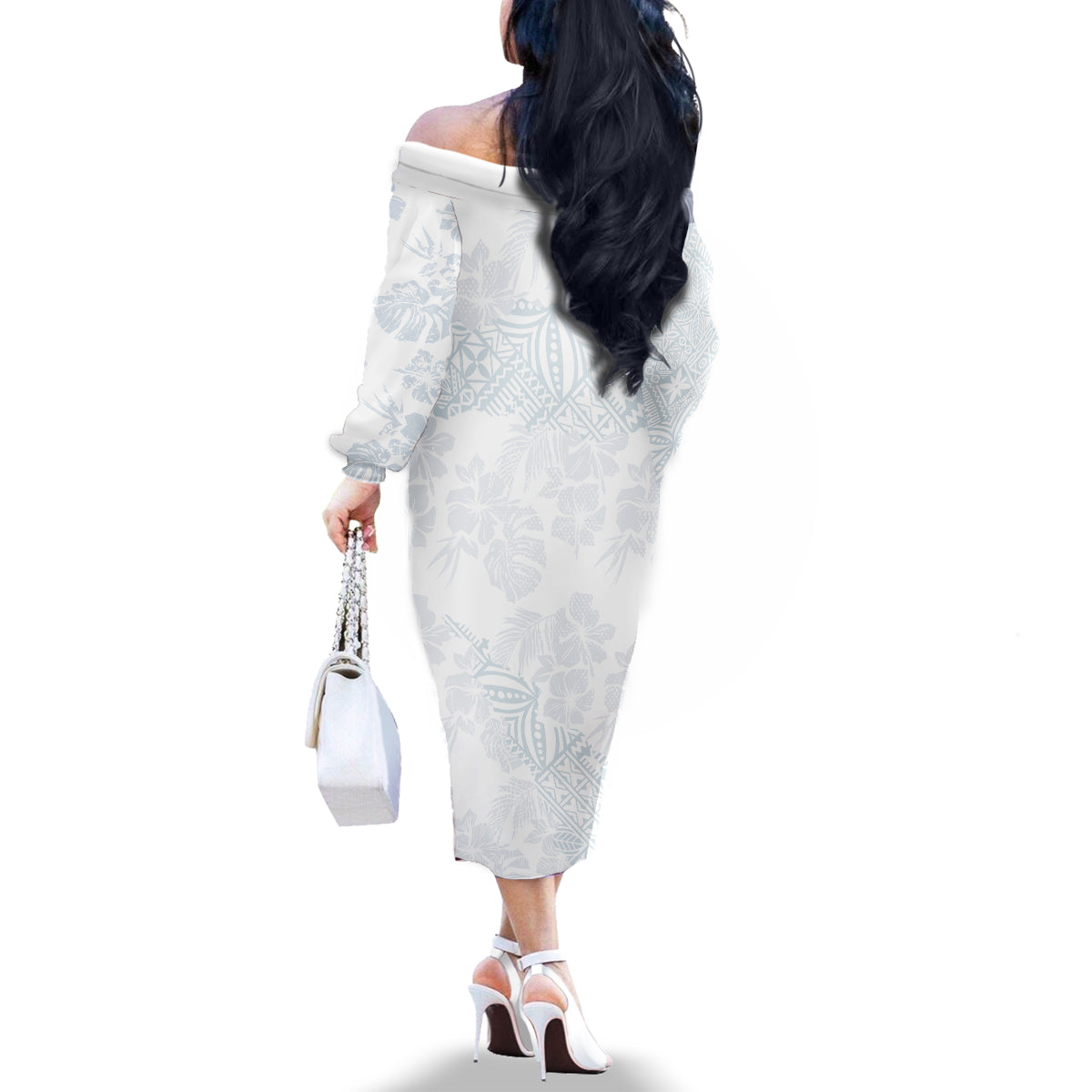 Samoa White Sunday Family Matching Off Shoulder Long Sleeve Dress and Hawaiian Shirt Hibiscus Special LT7 - Polynesian Pride