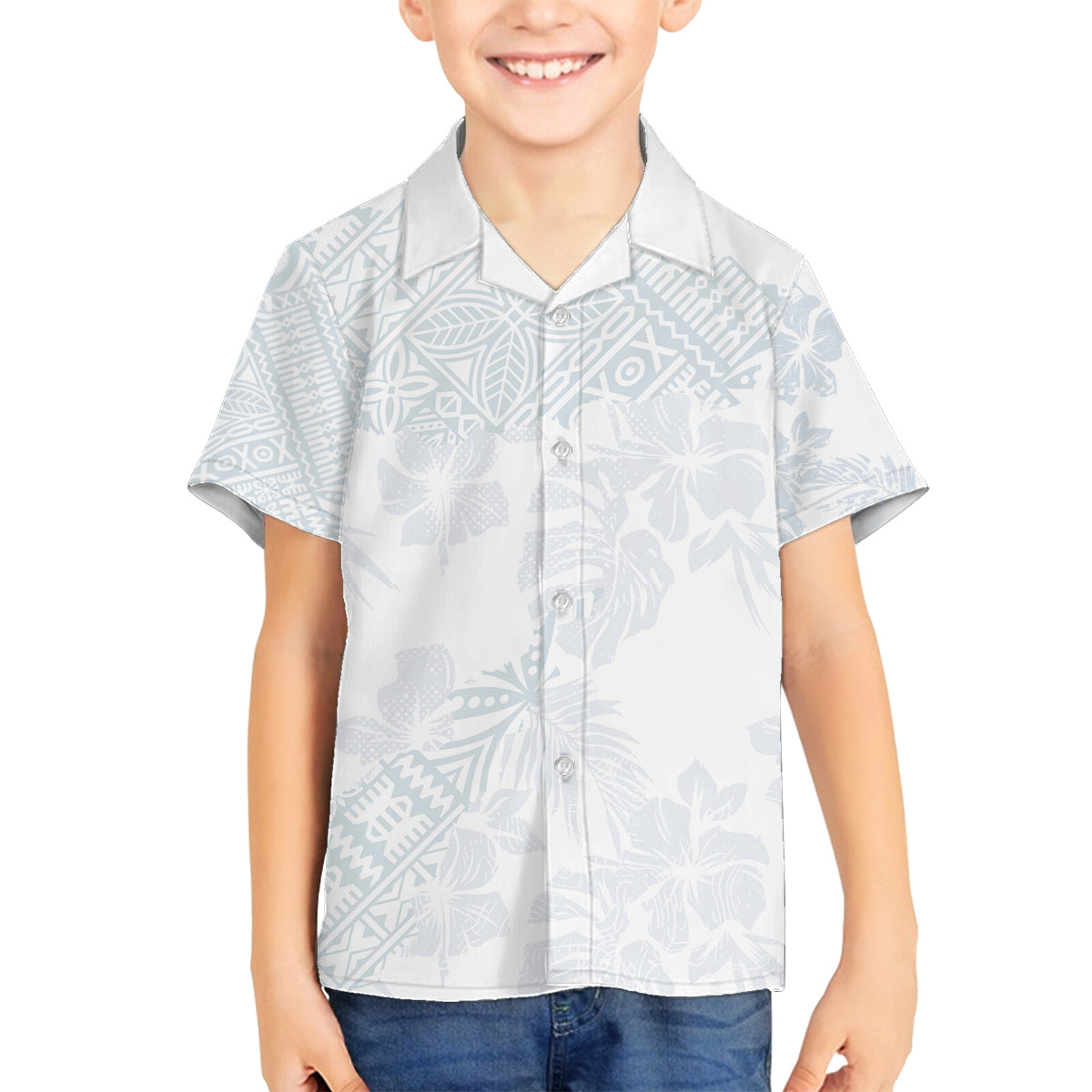 Samoa White Sunday Family Matching Off Shoulder Long Sleeve Dress and Hawaiian Shirt Hibiscus Special LT7 Son's Shirt White - Polynesian Pride