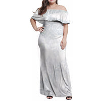 Samoa White Sunday Family Matching Off Shoulder Maxi Dress and Hawaiian Shirt Hibiscus Special LT7 Mom's Dress White - Polynesian Pride