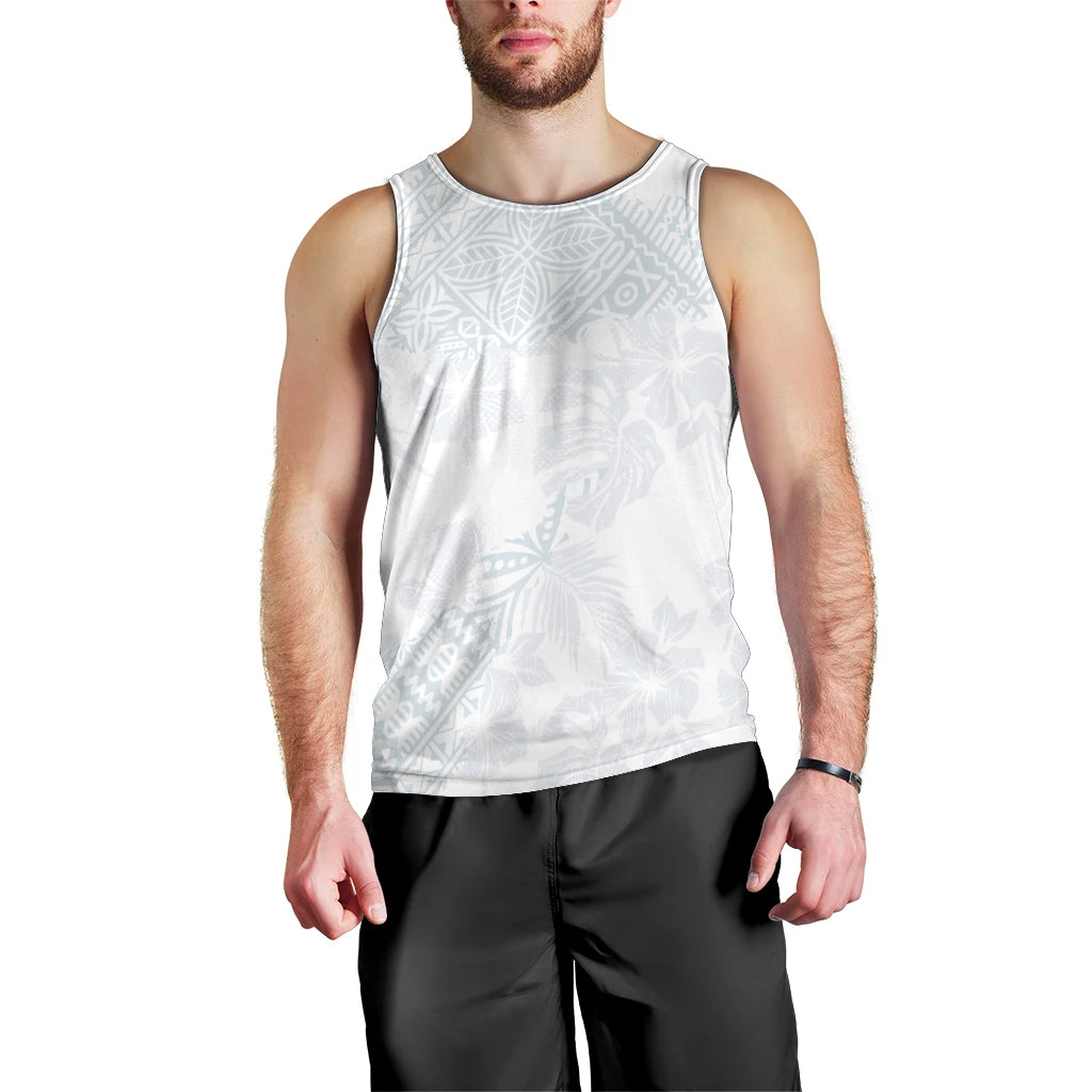 Samoa White Sunday Men Tank Top Hibiscus Special LT7 - Polynesian Pride
