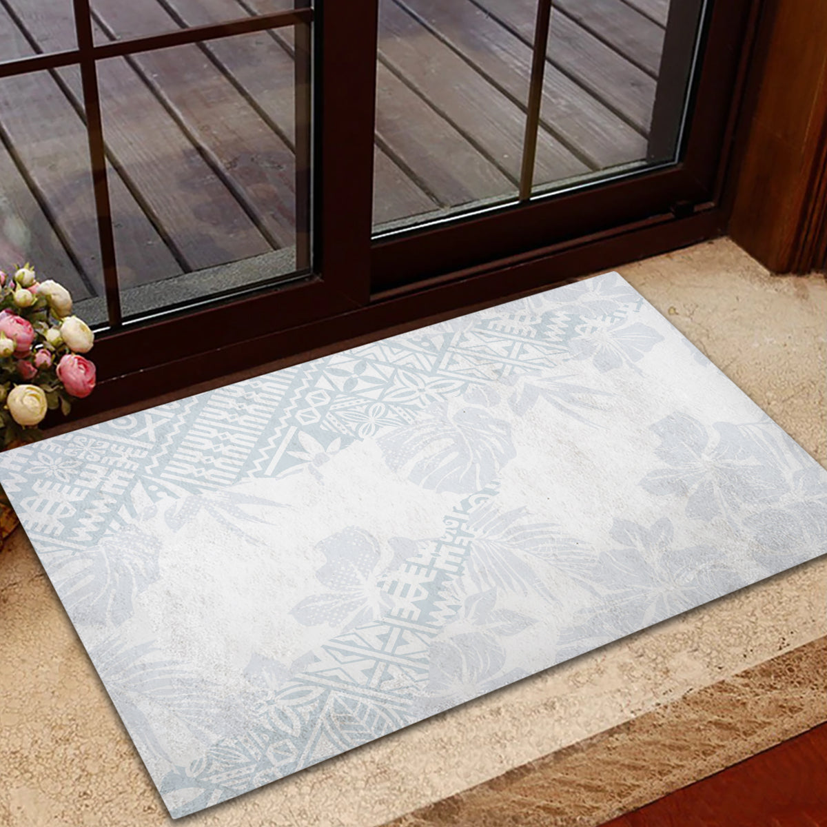 Samoa White Sunday Rubber Doormat Hibiscus Special LT7 - Polynesian Pride