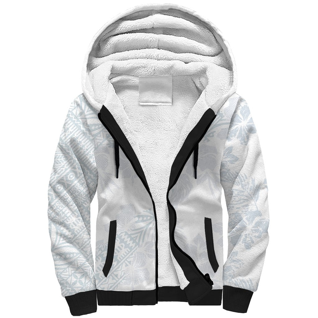 Samoa White Sunday Sherpa Hoodie Hibiscus Special LT7 Unisex White - Polynesian Pride