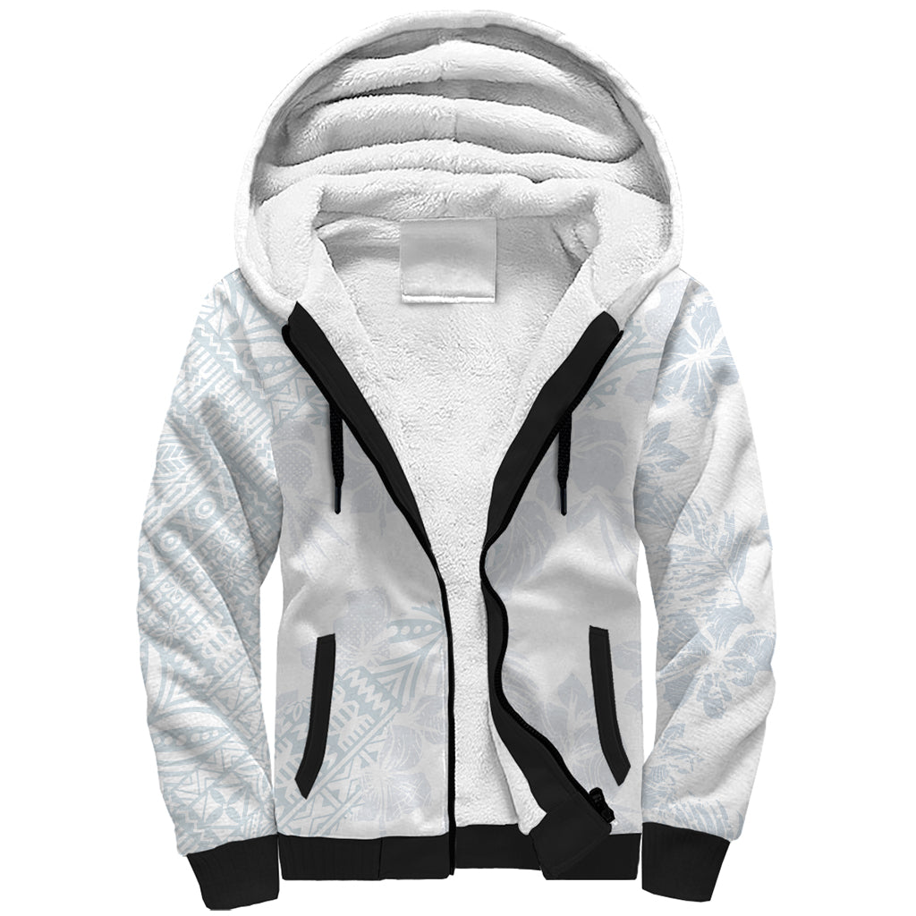 Samoa White Sunday Sherpa Hoodie Hibiscus Special LT7 Unisex White - Polynesian Pride