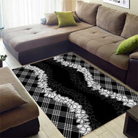 Hawaii Aloha Plumeria Lei Black Palaka Area Rug - Polynesian Pride