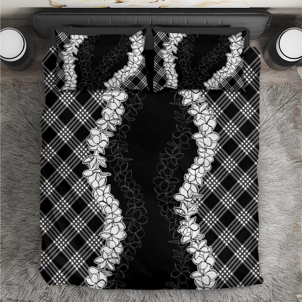 Hawaii Aloha Plumeria Lei Black Palaka Bedding Set - Polynesian Pride