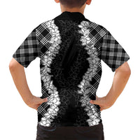 Hawaii Aloha Plumeria Lei Black Palaka Family Matching Long Sleeve Bodycon Dress and Hawaiian Shirt LT7 - Polynesian Pride