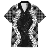 Hawaii Aloha Plumeria Lei Black Palaka Family Matching Off Shoulder Maxi Dress and Hawaiian Shirt LT7 Dad's Shirt - Short Sleeve Black - Polynesian Pride