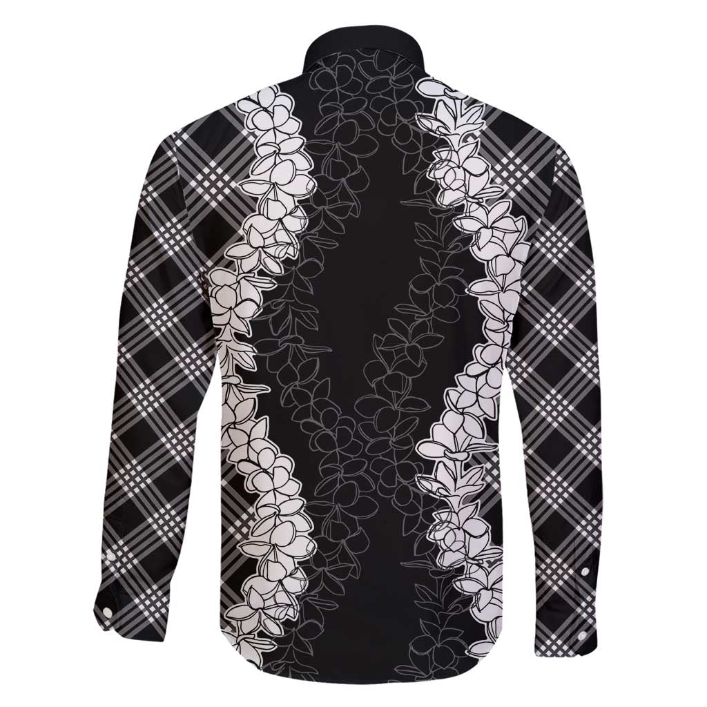 Hawaii Aloha Plumeria Lei Black Palaka Family Matching Short Sleeve Bodycon Dress and Hawaiian Shirt LT7 - Polynesian Pride