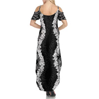 Hawaii Aloha Plumeria Lei Black Palaka Family Matching Summer Maxi Dress and Hawaiian Shirt LT7 - Polynesian Pride