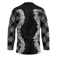 Hawaii Aloha Plumeria Lei Black Palaka Hockey Jersey - Polynesian Pride