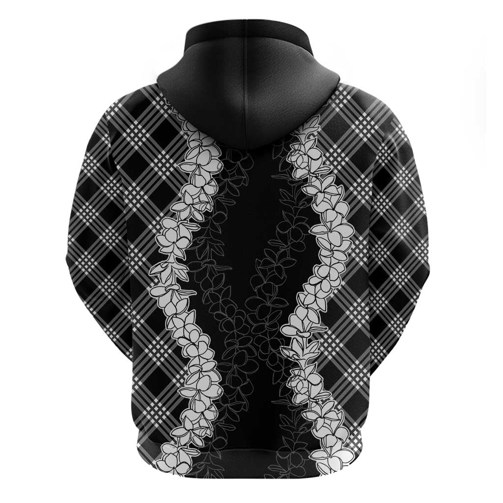 Hawaii Aloha Plumeria Lei Black Palaka Hoodie - Polynesian Pride