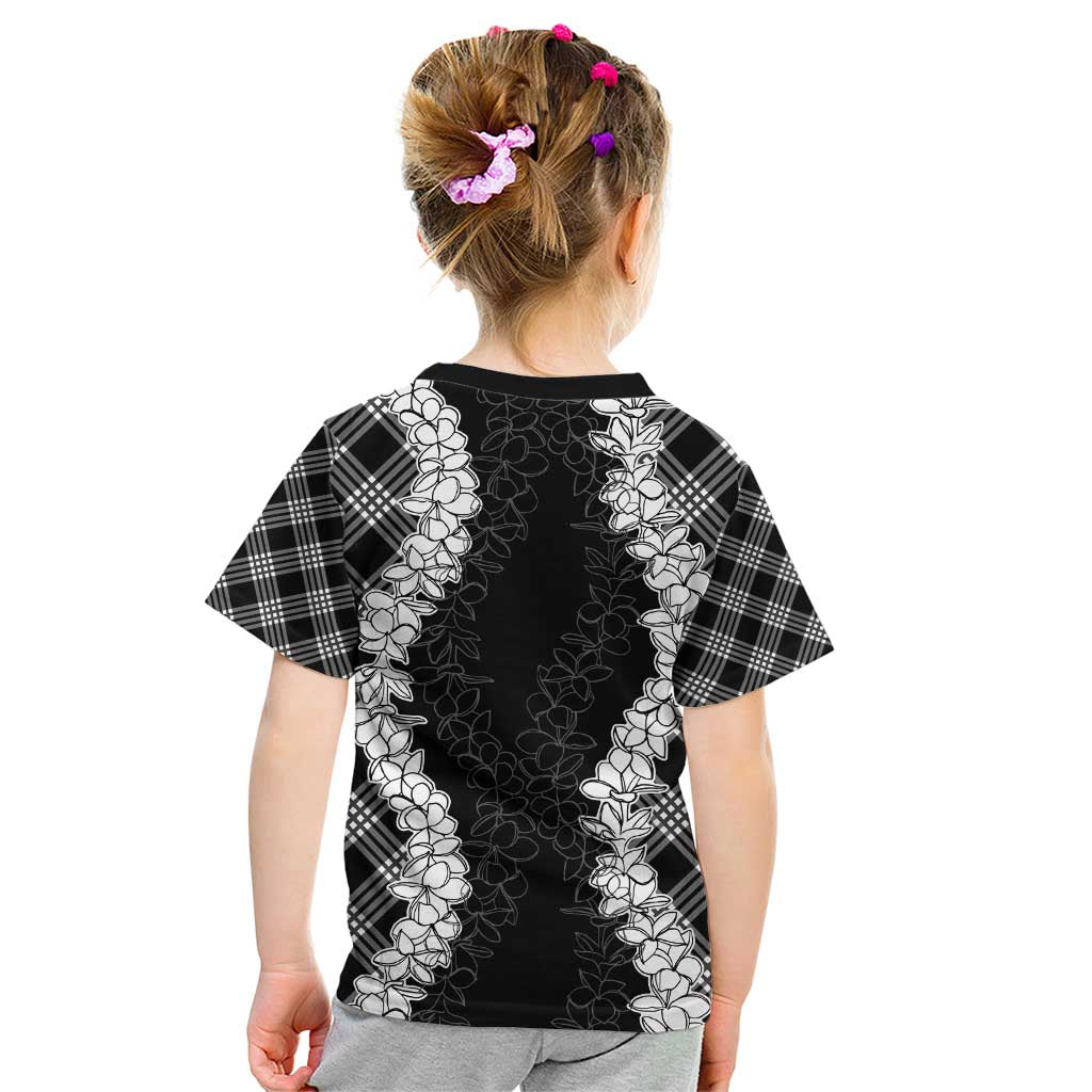 Hawaii Aloha Plumeria Lei Black Palaka Kid T Shirt - Polynesian Pride