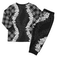 Hawaii Aloha Plumeria Lei Black Palaka Christmas Pajama Set - Polynesian Pride