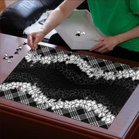 Hawaii Aloha Plumeria Lei Black Palaka Puzzle - Polynesian Pride