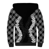 Hawaii Aloha Plumeria Lei Black Palaka Sherpa Hoodie LT7 - Polynesian Pride